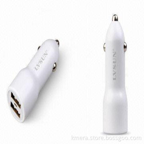Universal Dual USB Car Chargers, 5V/2A, Competitive Sizes, Fit for All Brands of Notebooks